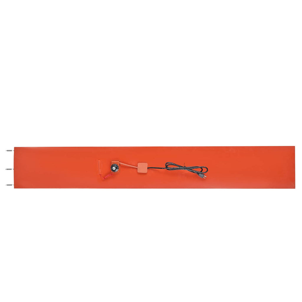 Orange drum heater strip with temperature control module and power wires