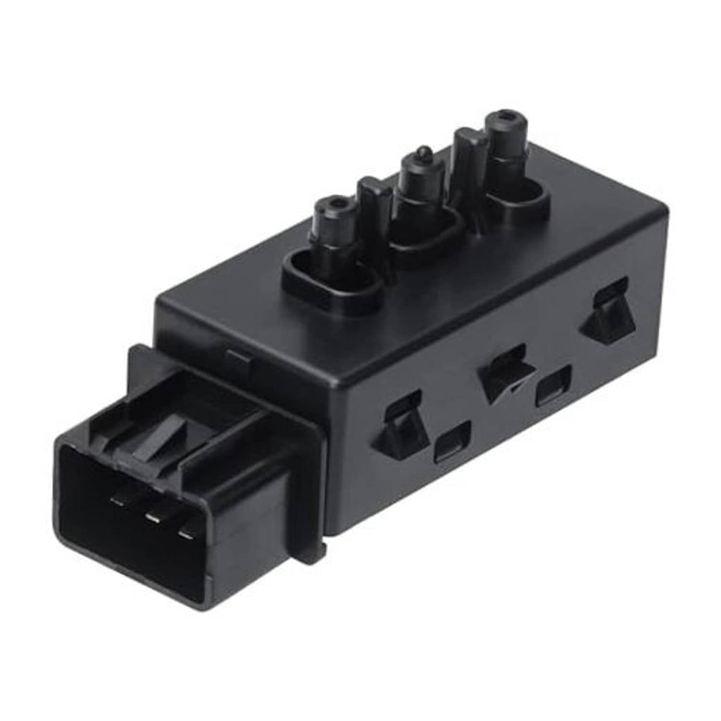 Black 6-way power seat adjustment switch with multi-post top and front electrical connector