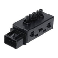 Black 6-way power seat adjustment switch with multi-post top and front electrical connector