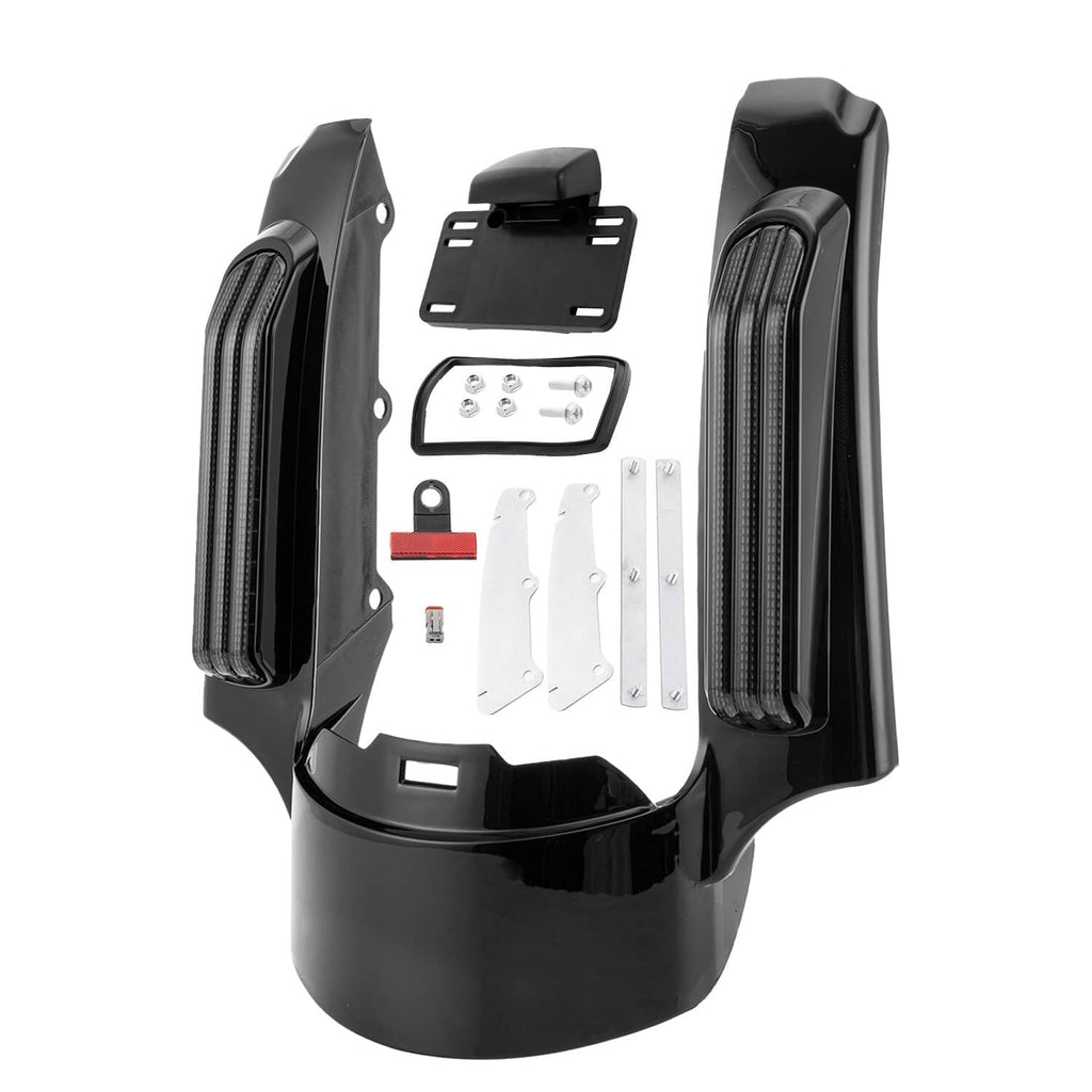 LED rear fender fascia kit set with two light bars, back plate, and mounting pieces