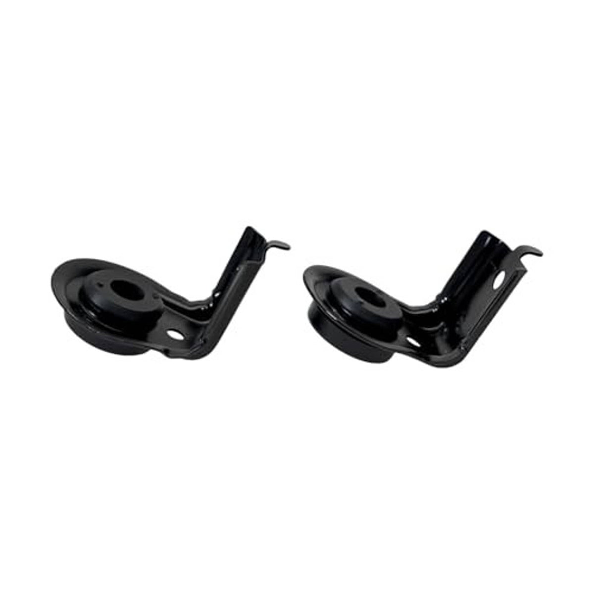 Black upper radiator bracket set with rubber isolators, 2 pcs, side view