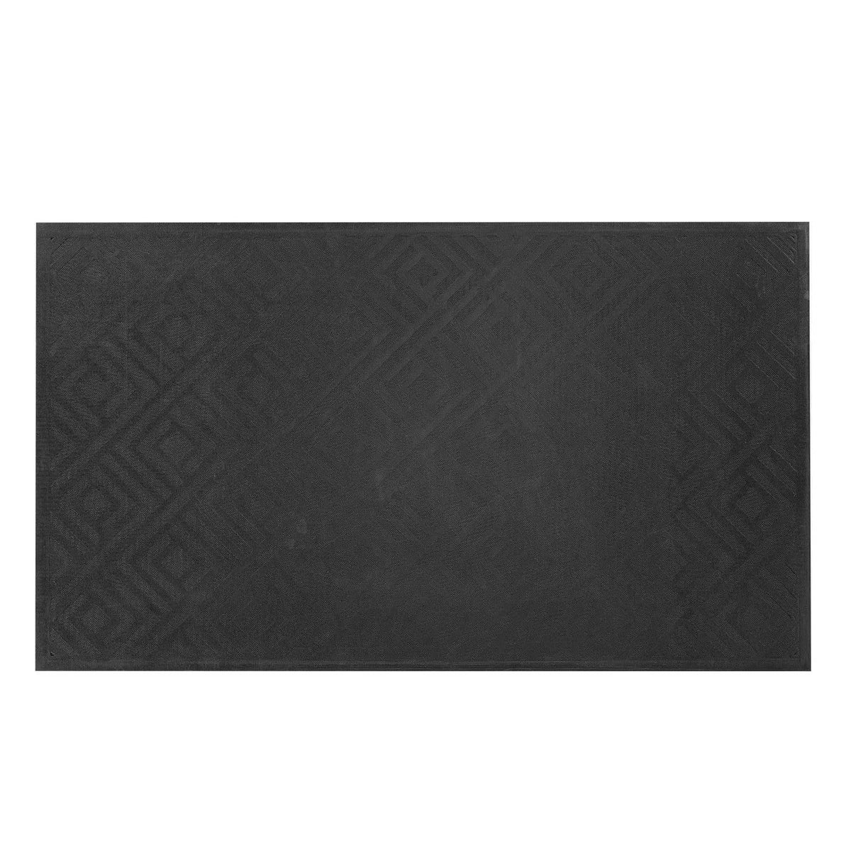 Dark grey front door mat with subtle geometric texture and flat rectangular shape.