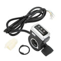 Electric thumb throttle switch with black cable, silver display module, mounting ring