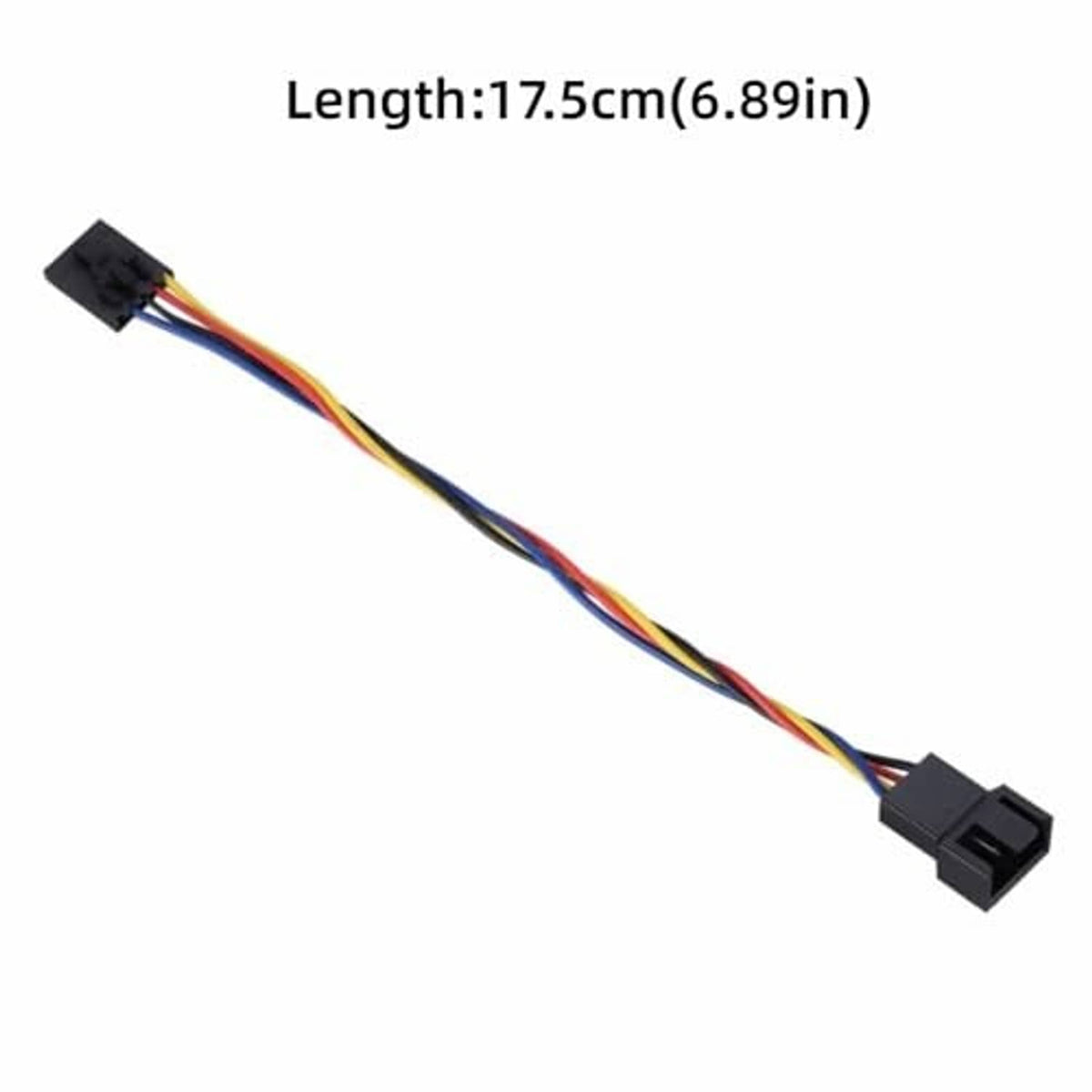 CPU fan adapter cable, multicolor wires; 17.5 cm length; black 5-pin to 4-pin connectors
