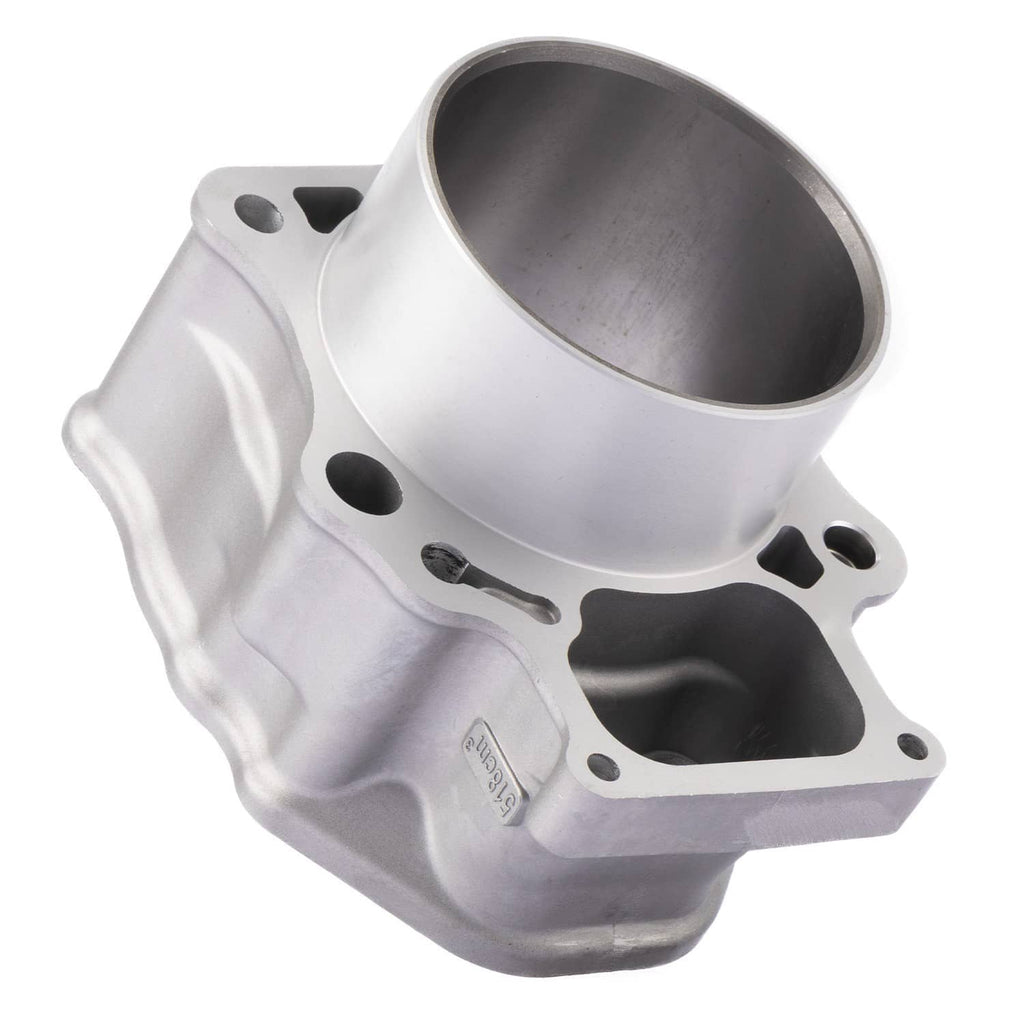 Aluminum cylinder block with circular bore and port opening, detailed view