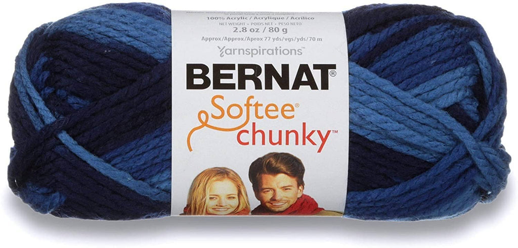 Bernat Softee Chunky yarn skein in denim ombre, super bulky