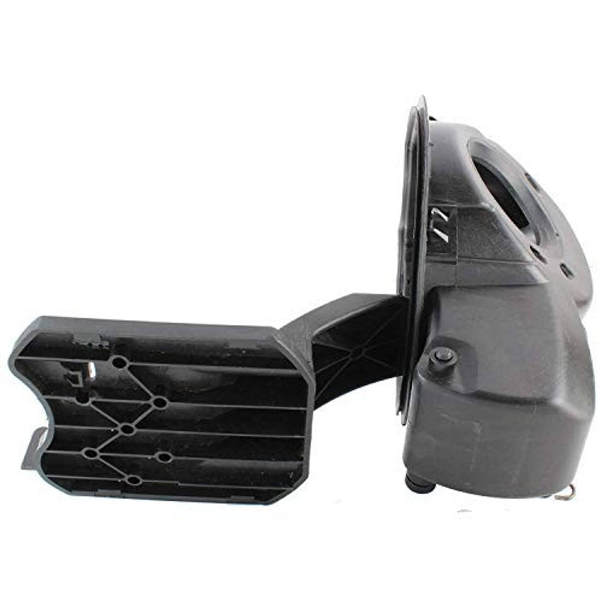 Fuel filler door housing pocket assembly, gray housing pieces with black inner support ribs