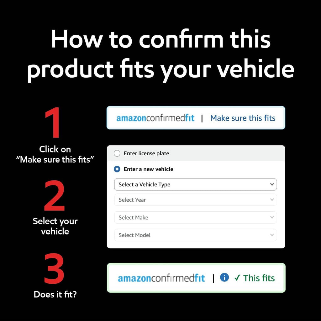 How to confirm this product fits your vehicle marketing instructions graphic