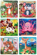 Kids animal jigsaw puzzle set of 6, colorful illustrated puzzle boards