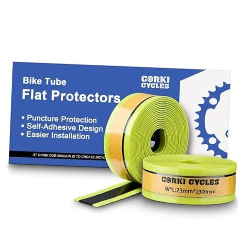 Self-adhesive bike tube flat protectors roll, neon yellow