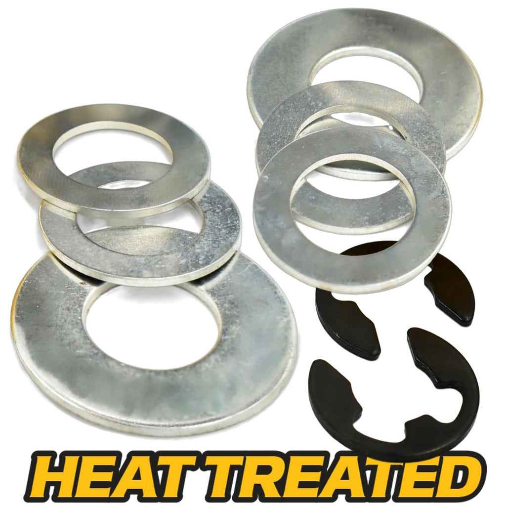Heat-treated metal bearing washers and black retaining clips for conversion kit