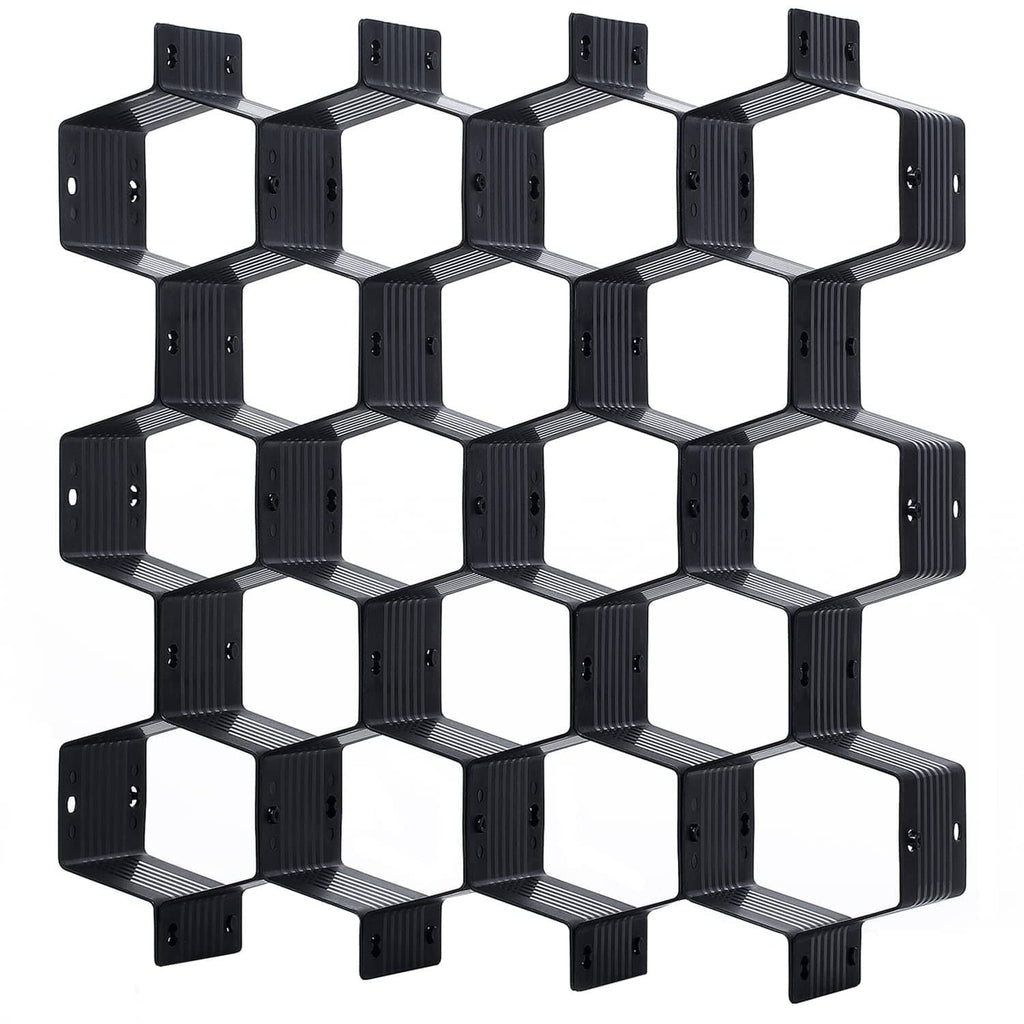 Black honeycomb drawer organizer divider set with interlocking cubby cells