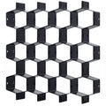 Black honeycomb drawer organizer divider set with interlocking cubby cells