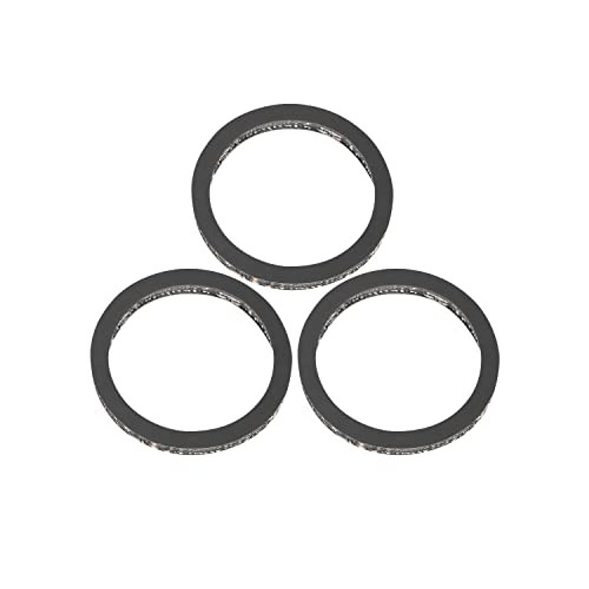 Set of three black rubber gasket rings
