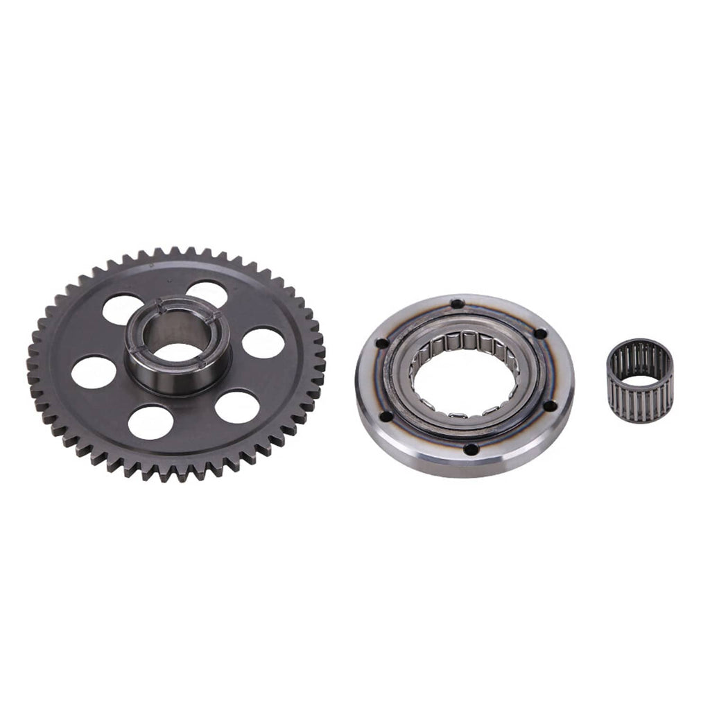 Starter clutch kit components: steel gear, one-way bearing housing, needle bearing