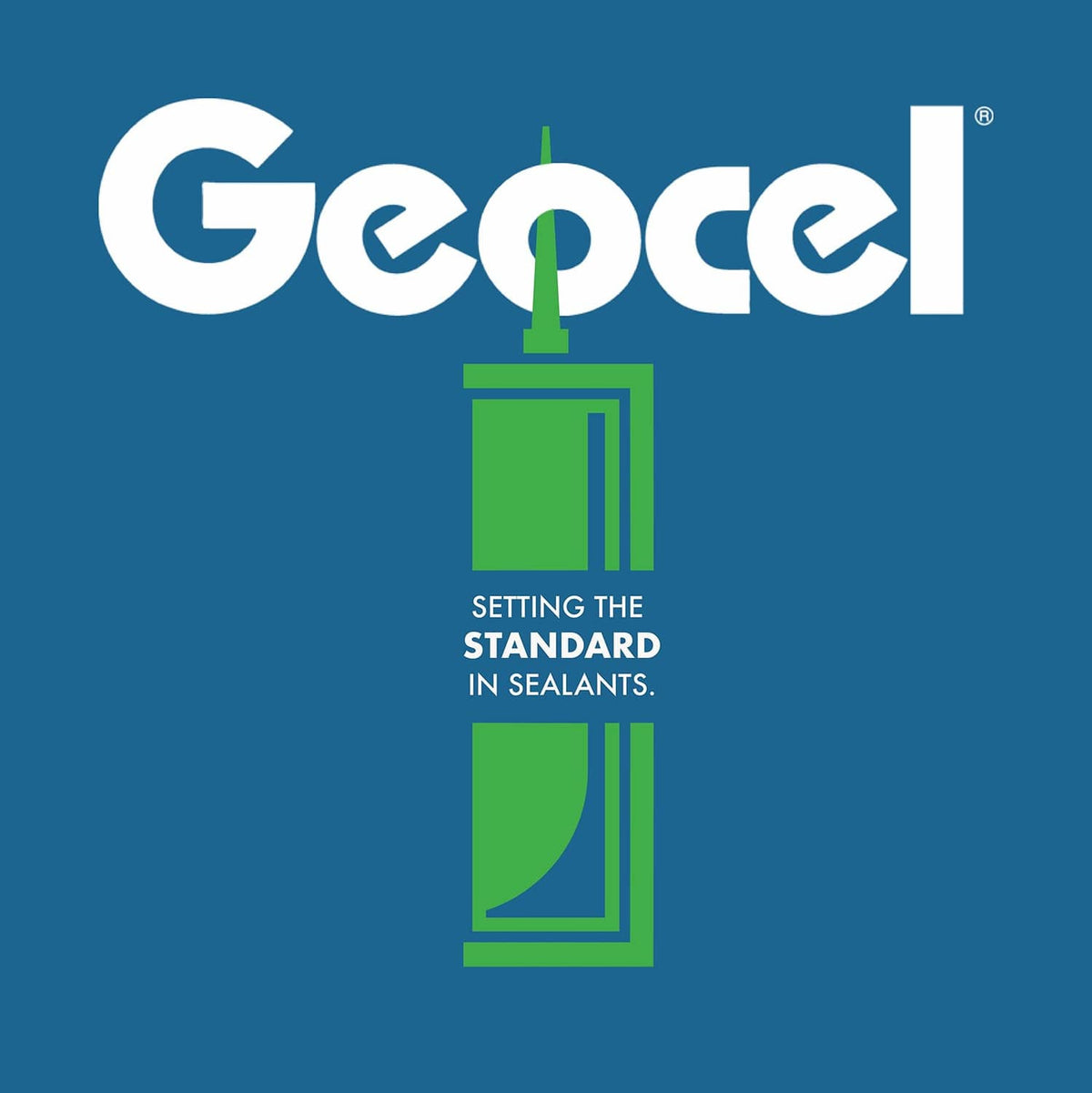 Geocel sealant brand graphic with droplet-style icon