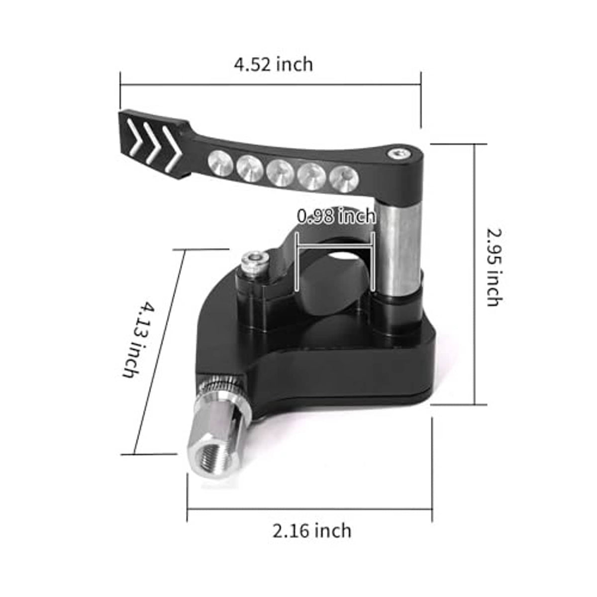 Black throttle thumb controller with silver mounting stem and chrome button strip