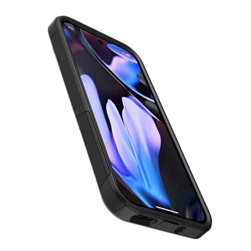 Black phone case with slim profile and side protection for buttons and edges