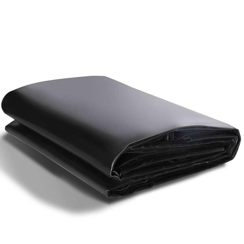 Pond liner underlayment roll, dark gray/black EPDM sheet with layered edges