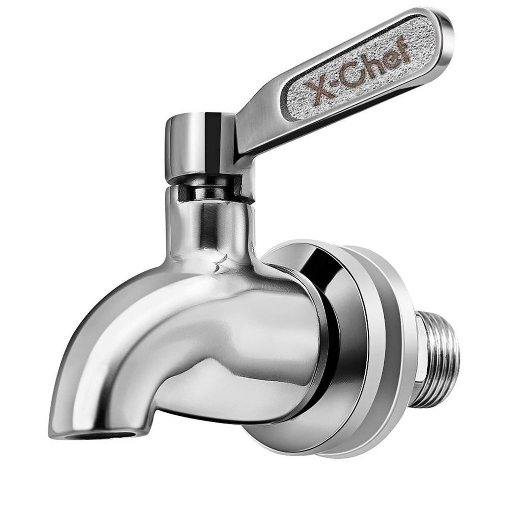 X-Chef stainless steel beverage dispenser spigot with threaded outlet and lever handle