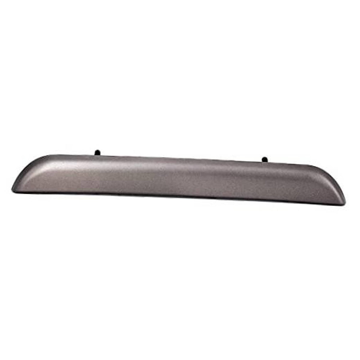 Front hood handle grab, gray metal exterior with mounting holes on top edge