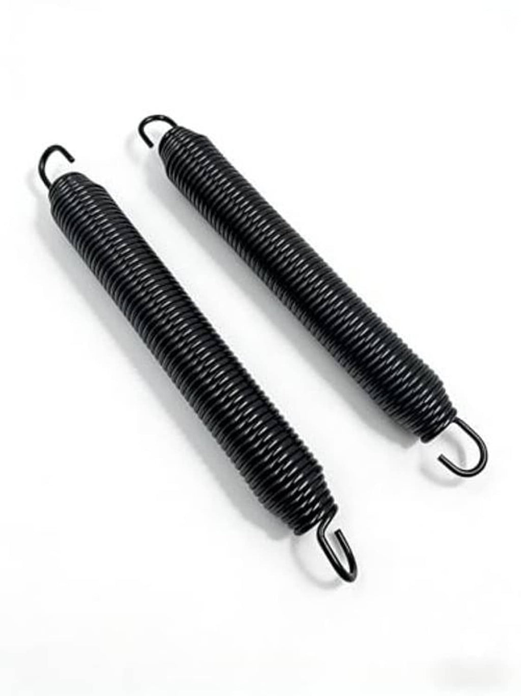 Two black coiled replacement springs with hooked ends