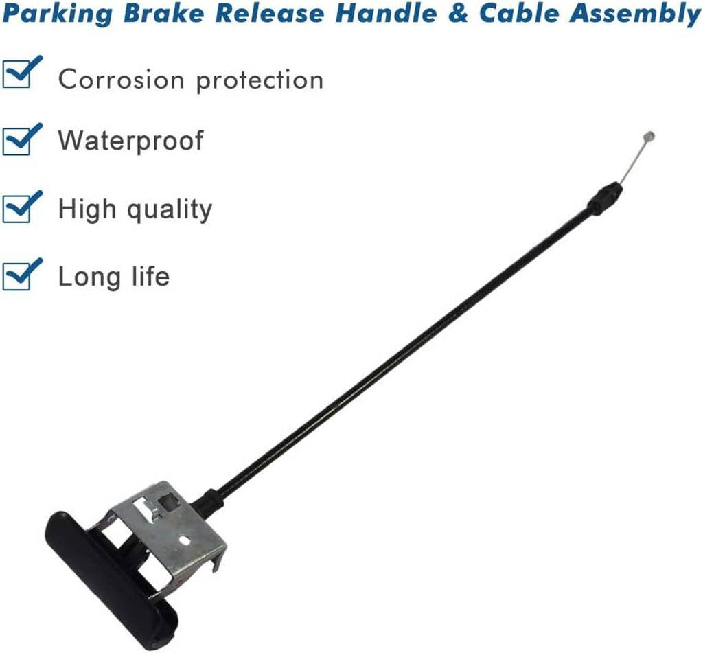 Parking brake release cable assembly with black handle and long black cable