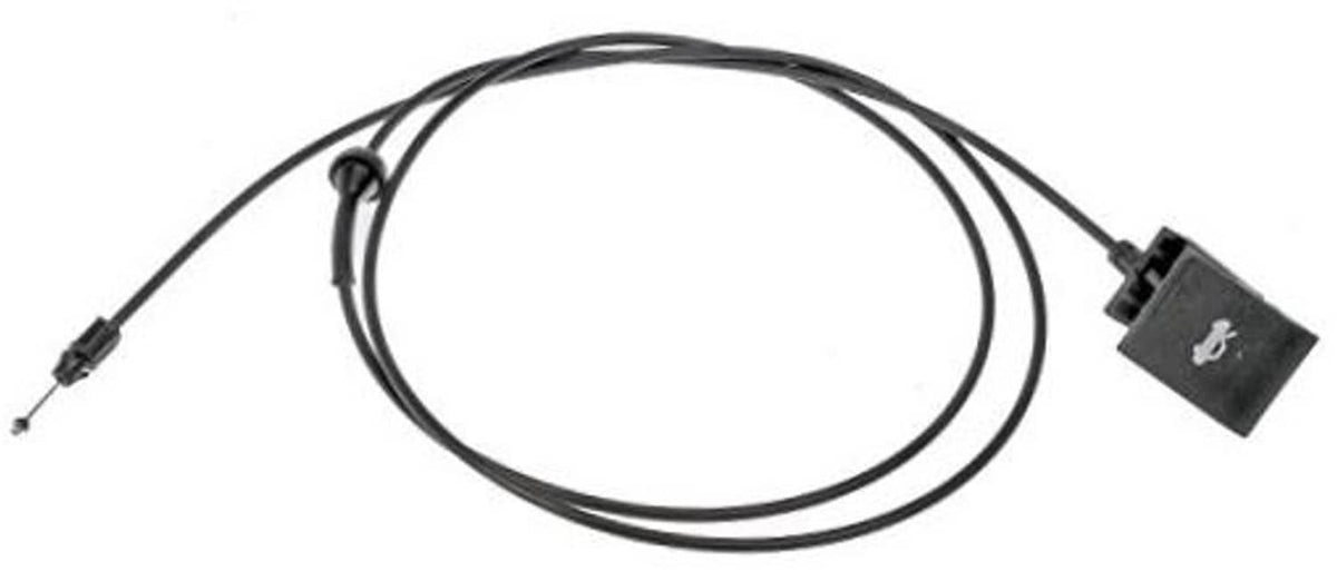 Hood release cable assembly with black housing and two connector ends