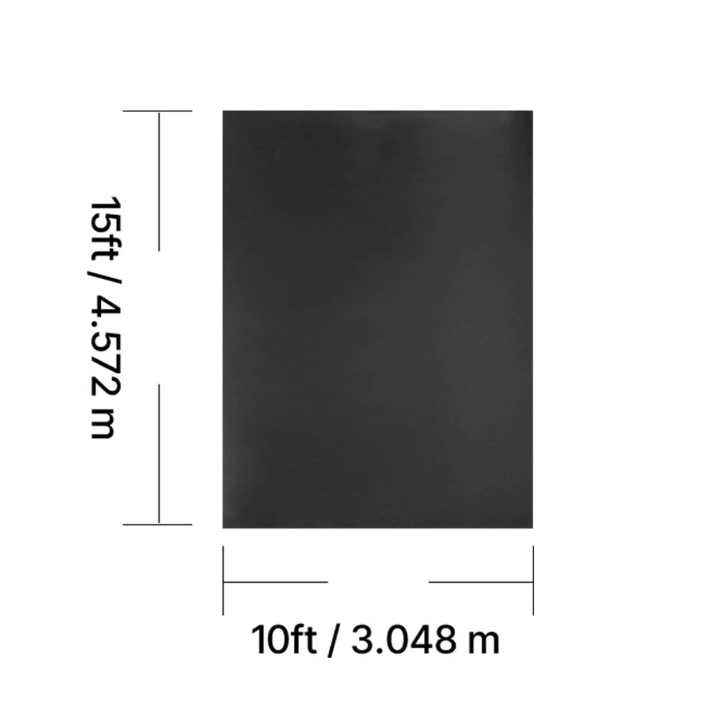 Black EPDM rubber membrane rectangle with 10ft length and 15ft/4.572m height guide