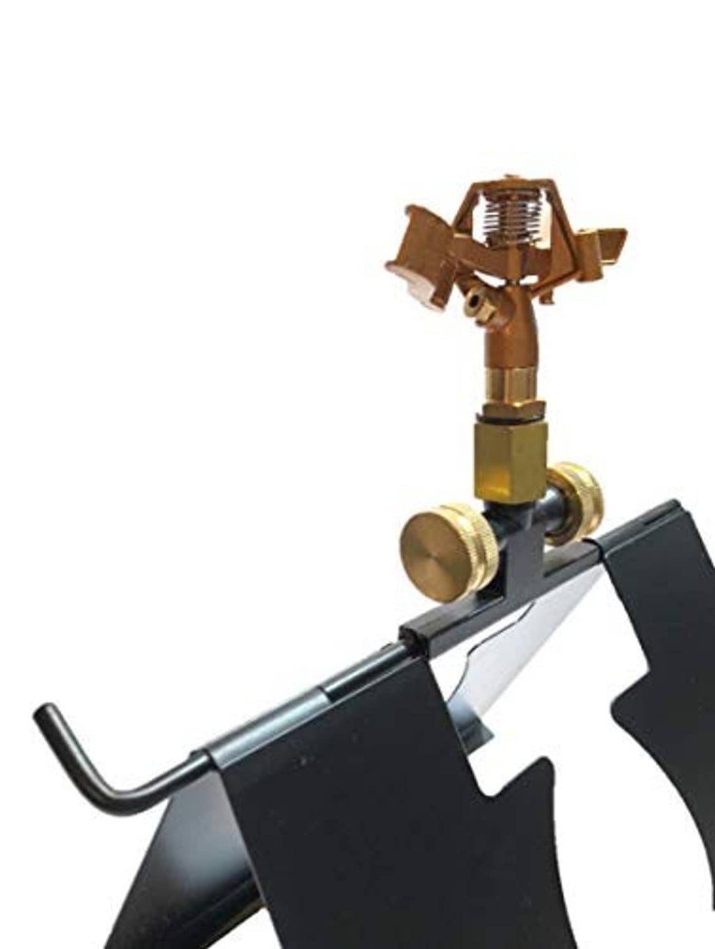 Rooftop sprinkler for wildfire embers with adjustable brass head and black bracket