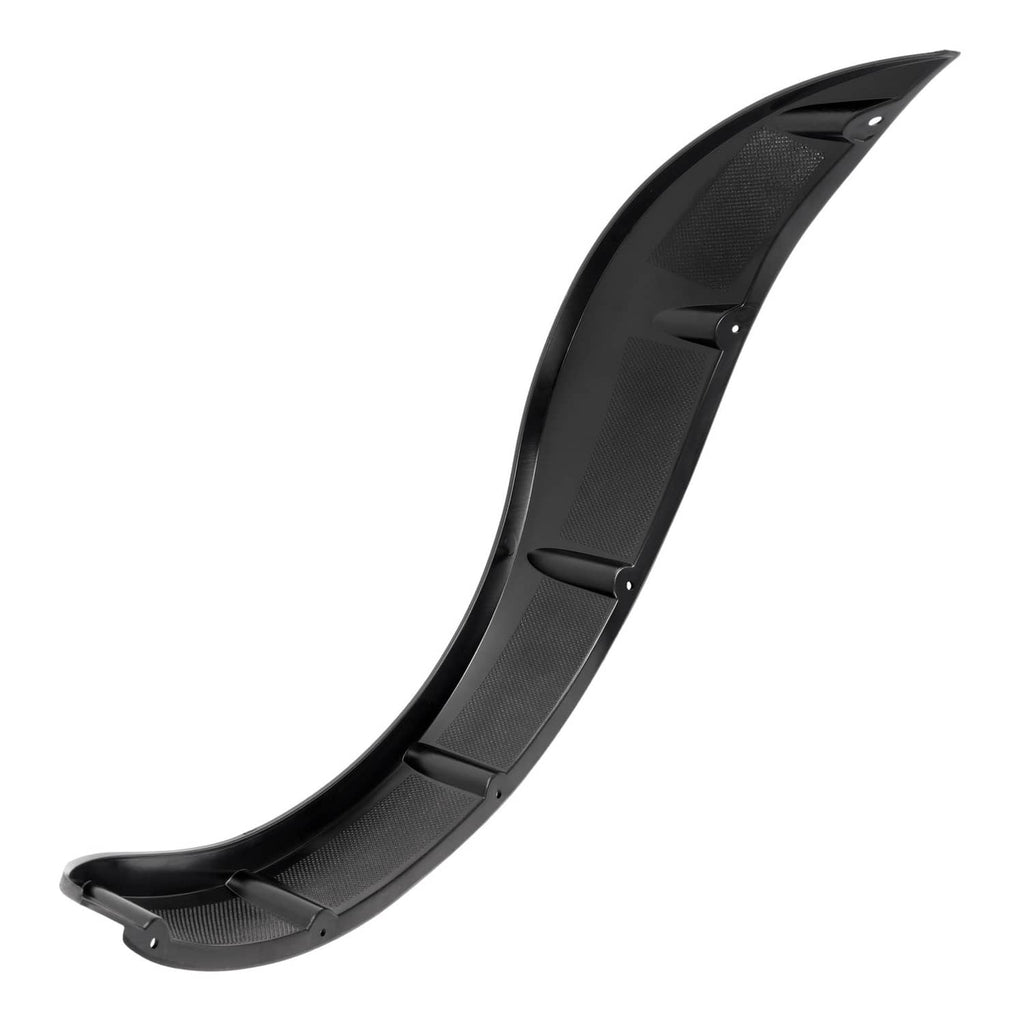 Black curved fender flare with textured center panel and side mounting tabs.