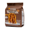Sesame miso noodles kit, brown Momofuku pack with noodle strands and nutrition panel