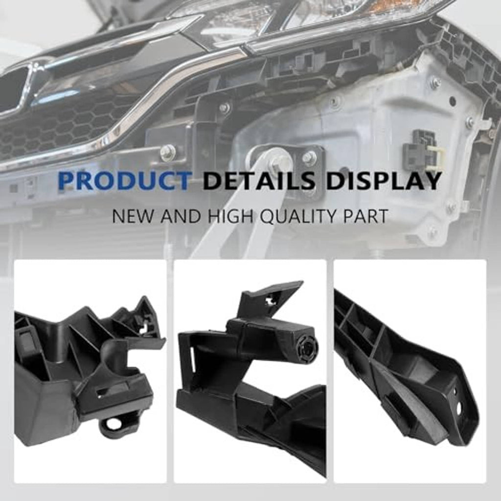 Black plastic headlight bracket mount retainer kit with molded tabs and mounting points