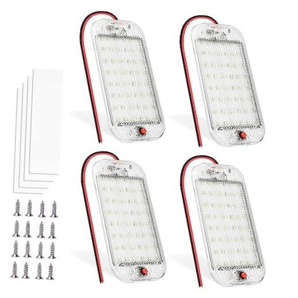 Set of 4 RV LED dome lights with clear lens and red/black wires