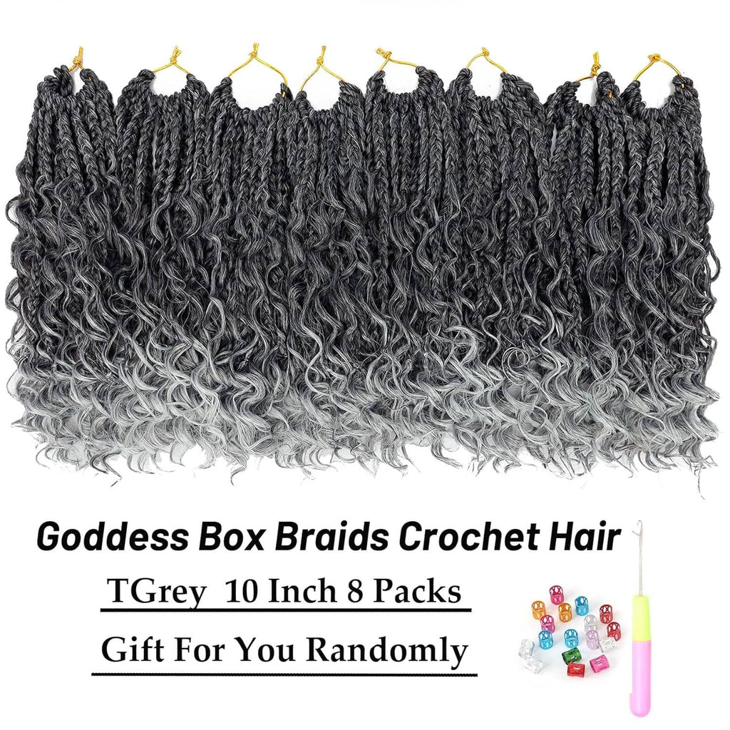 Dark gray crochet box braid hair bundles with light gray ombre, multiple loops