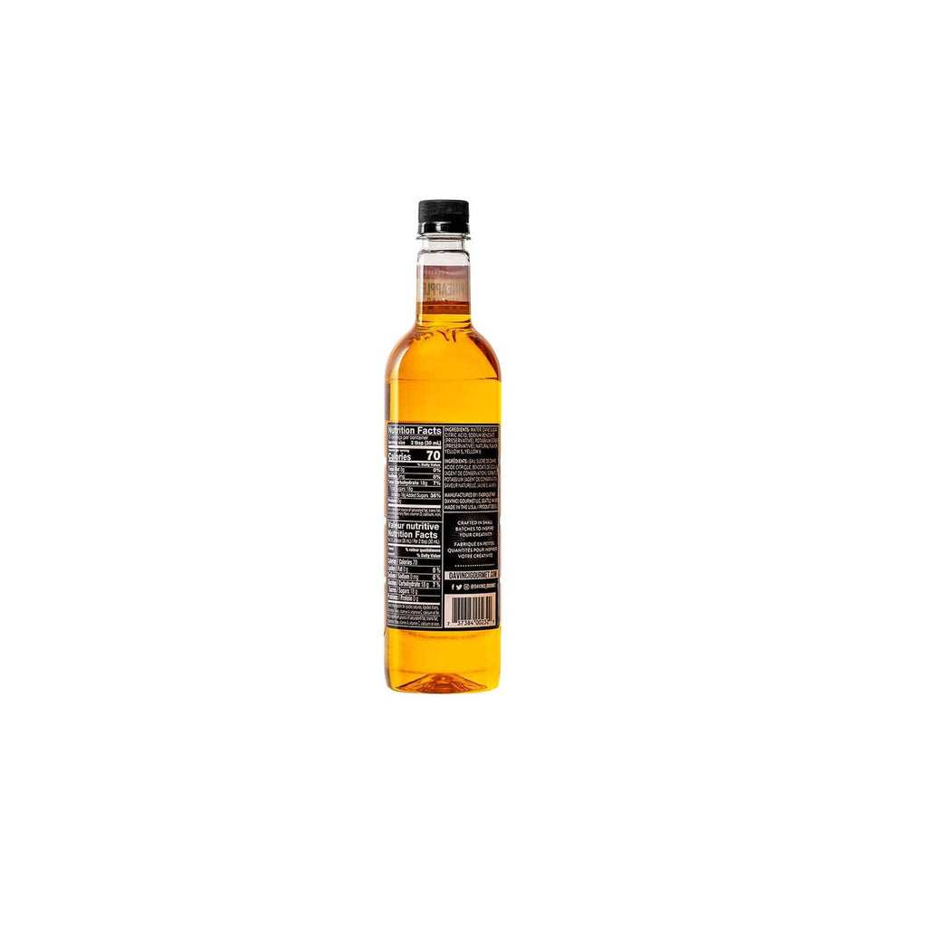 DaVinci Gourmet pineapple syrup bottle back label view