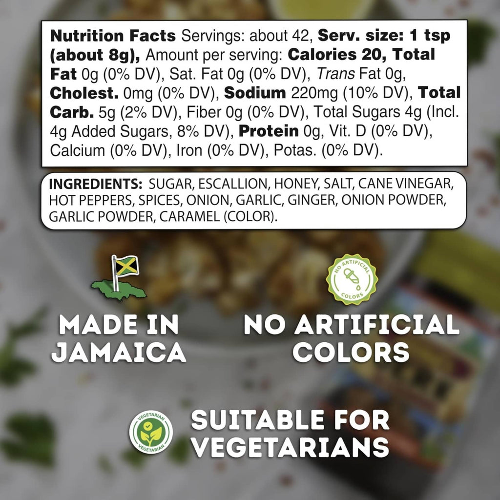 Grace Jamaican Honey Jerk seasoning label with nutrition facts and ingredient panel.