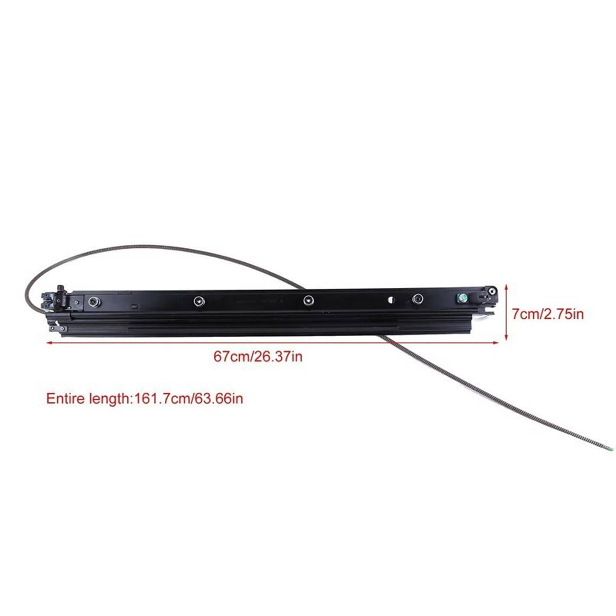 Car sunroof sliding track bar with attached cable loop and end bracket