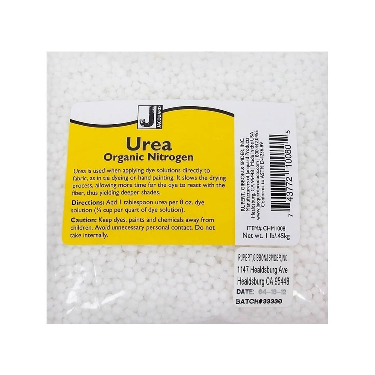 Urea organic nitrogen dyeing chemical bag with yellow label and barcode