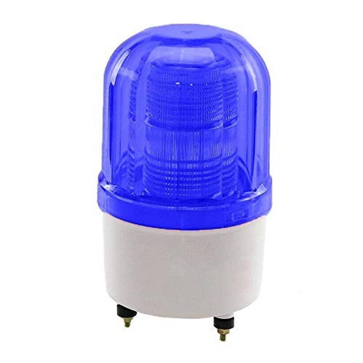 Blue LED emergency magnetic beacon light with clear domed lens and white base