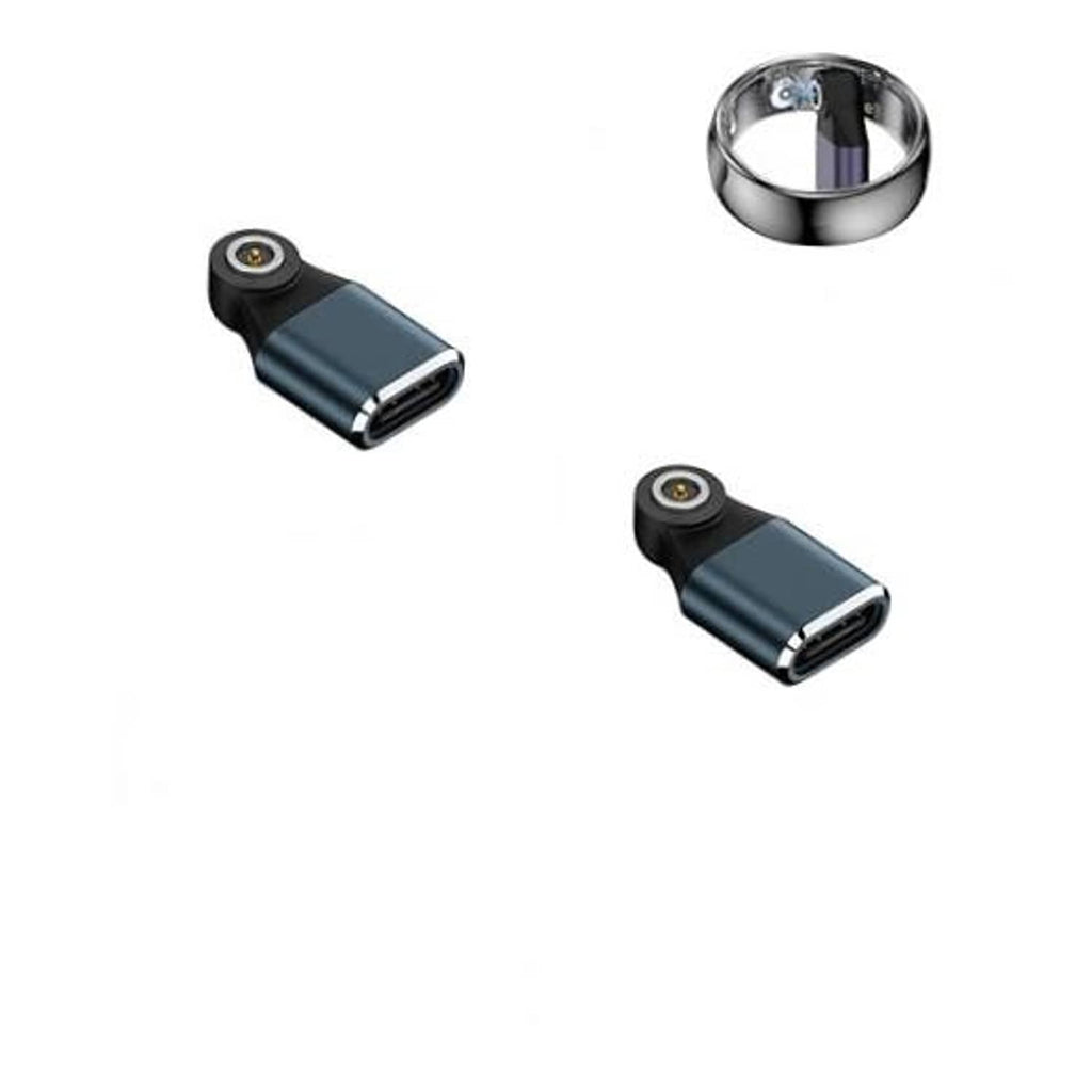 Dusty blue magnetic USB-C smart ring charger adapter, 4mm 1-pin, with USB-C plug
