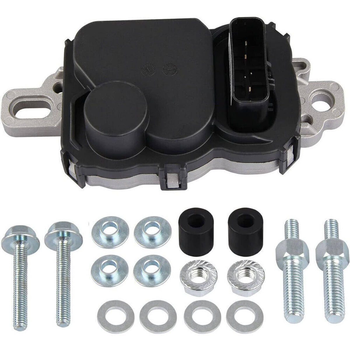 Fuel pump driver module with black housing and electrical connector ports