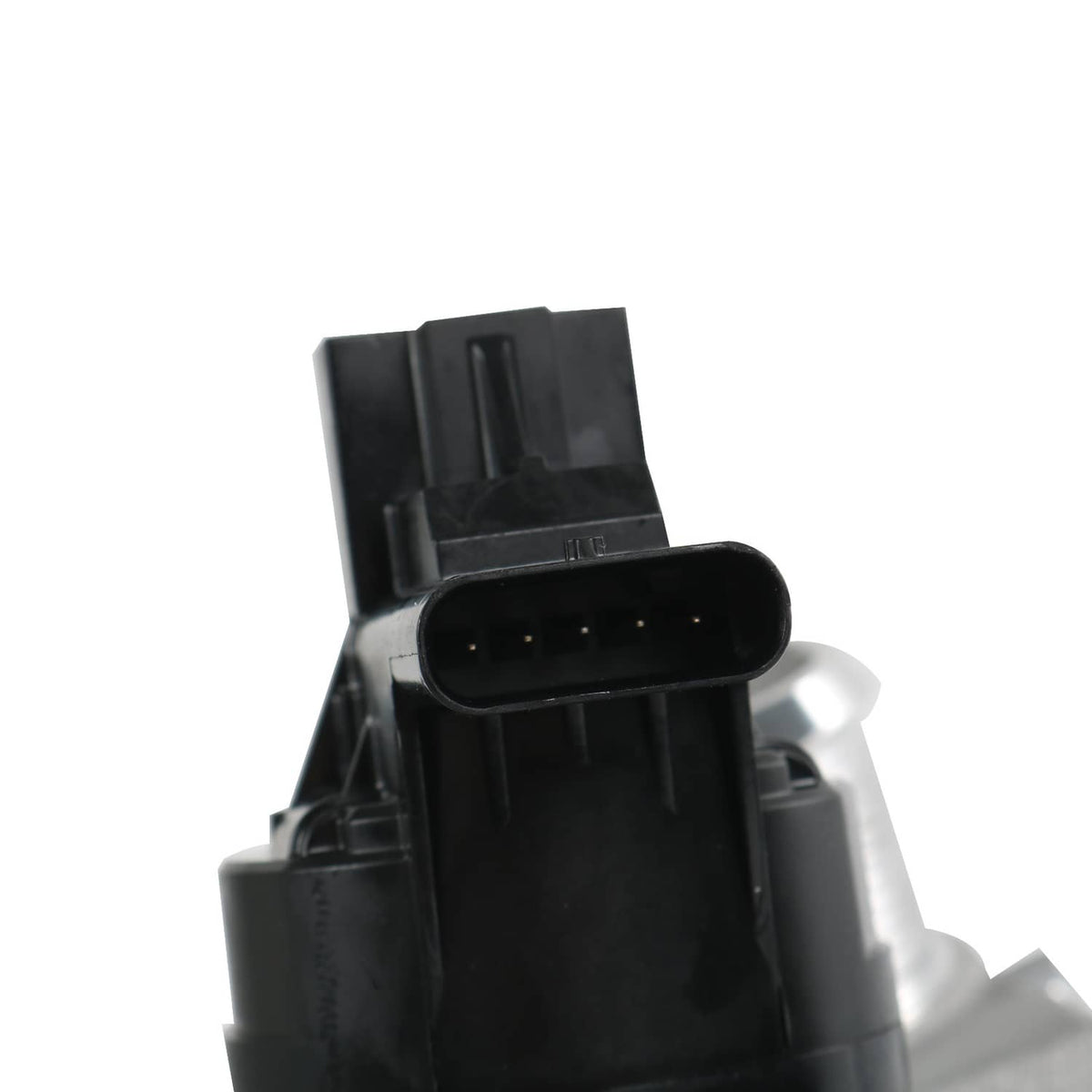Turbocharger electrical connector on black wiring harness and metal body