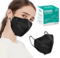 Black KN95 face mask with pleated filter and adjustable nose clip