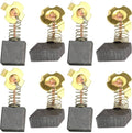 Pair of gold carbon brushes with gray blocks, copper springs, and metal brush heads