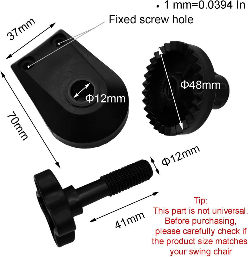 Black plastic canopy frame connector fitting set with fixed screw hole and gear rim