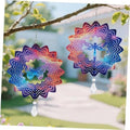 Two 3D butterfly wind spinners with multicolor petals and clear teardrop pendants