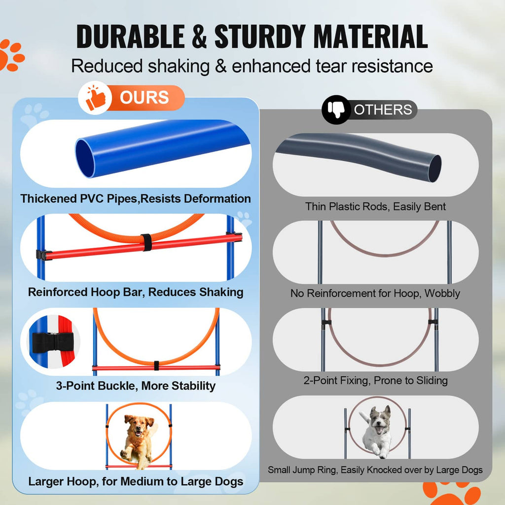 Agility training hurdle with thickened blue PVC pipes and reinforced hoop bar