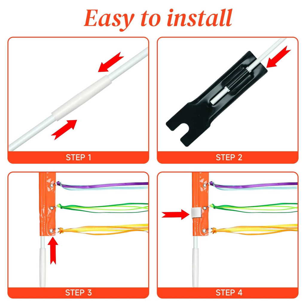 Bike safety flag parts: white pole and black flag lock for easy installation