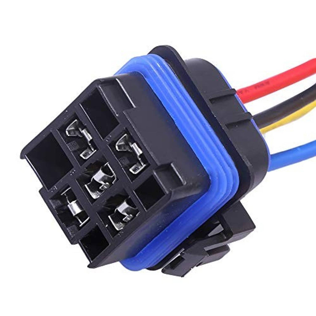 Tilt trim relay connector block with internal terminals and blue wire wrap